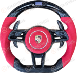 Τιμόνι Αυτοκινήτου για Porsche μαρκέ (Full Led Alcantara Red Edition)