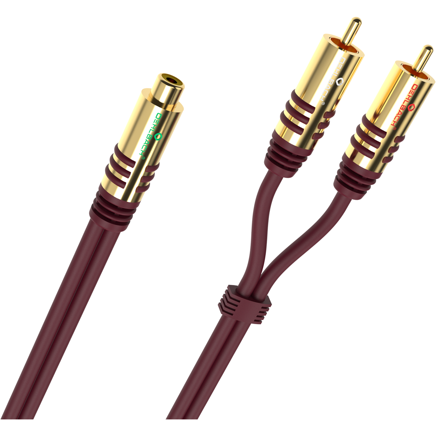 Oehlbach NF Y-Sub AD Y-Adaptor cinch socket to 2x cinch plug 20 cm Bordeaux