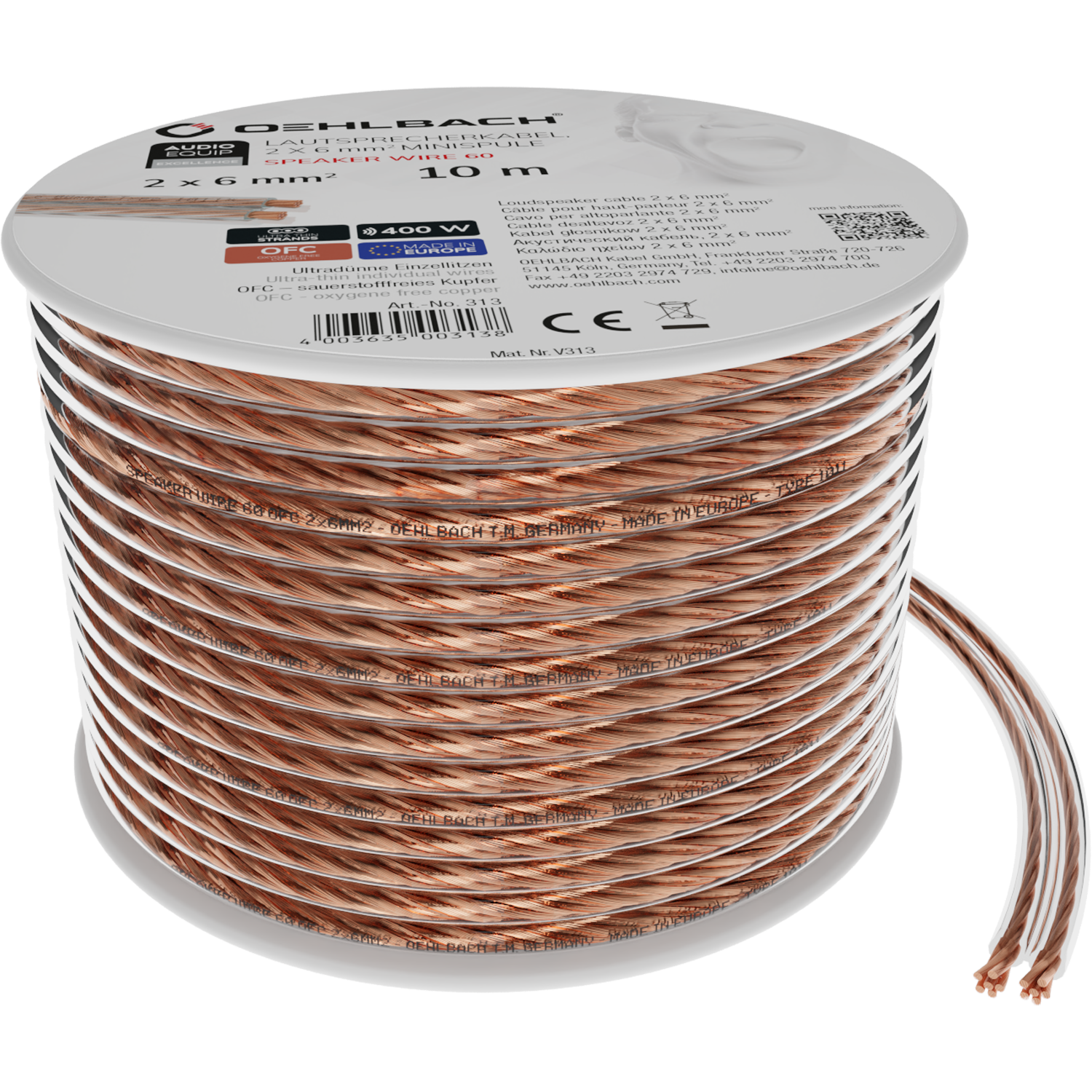 Oehlbach Speaker Wire SP-60  Καλώδιο Ηχείων 2 x 6 mm² 10m Διάφανο