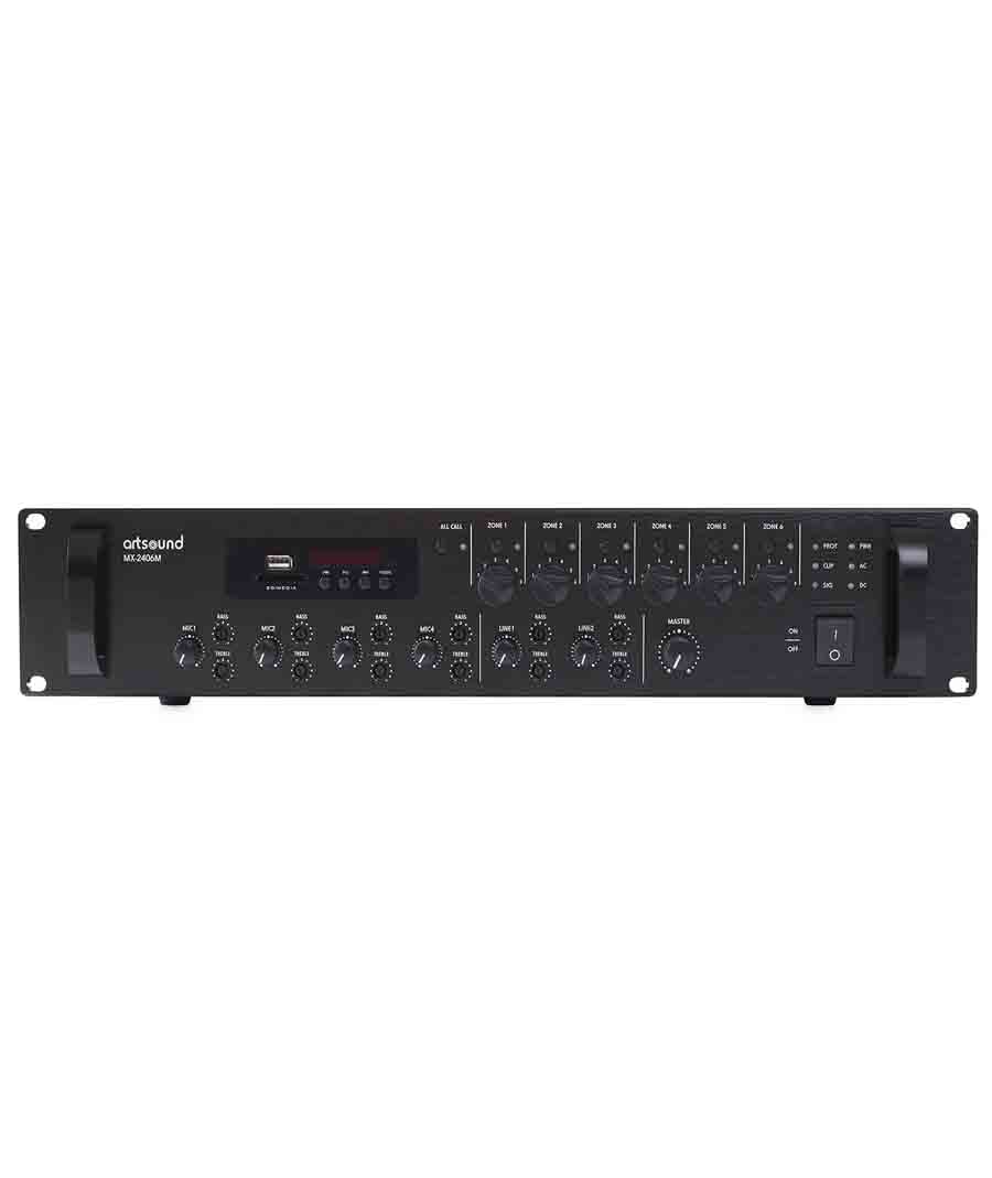 ArtSound MX-2406M Ενισχυτής - Μίκτης 6 Ζωνών με USB/SD/FM/Bluetooth 240W (Τεμάχιο)