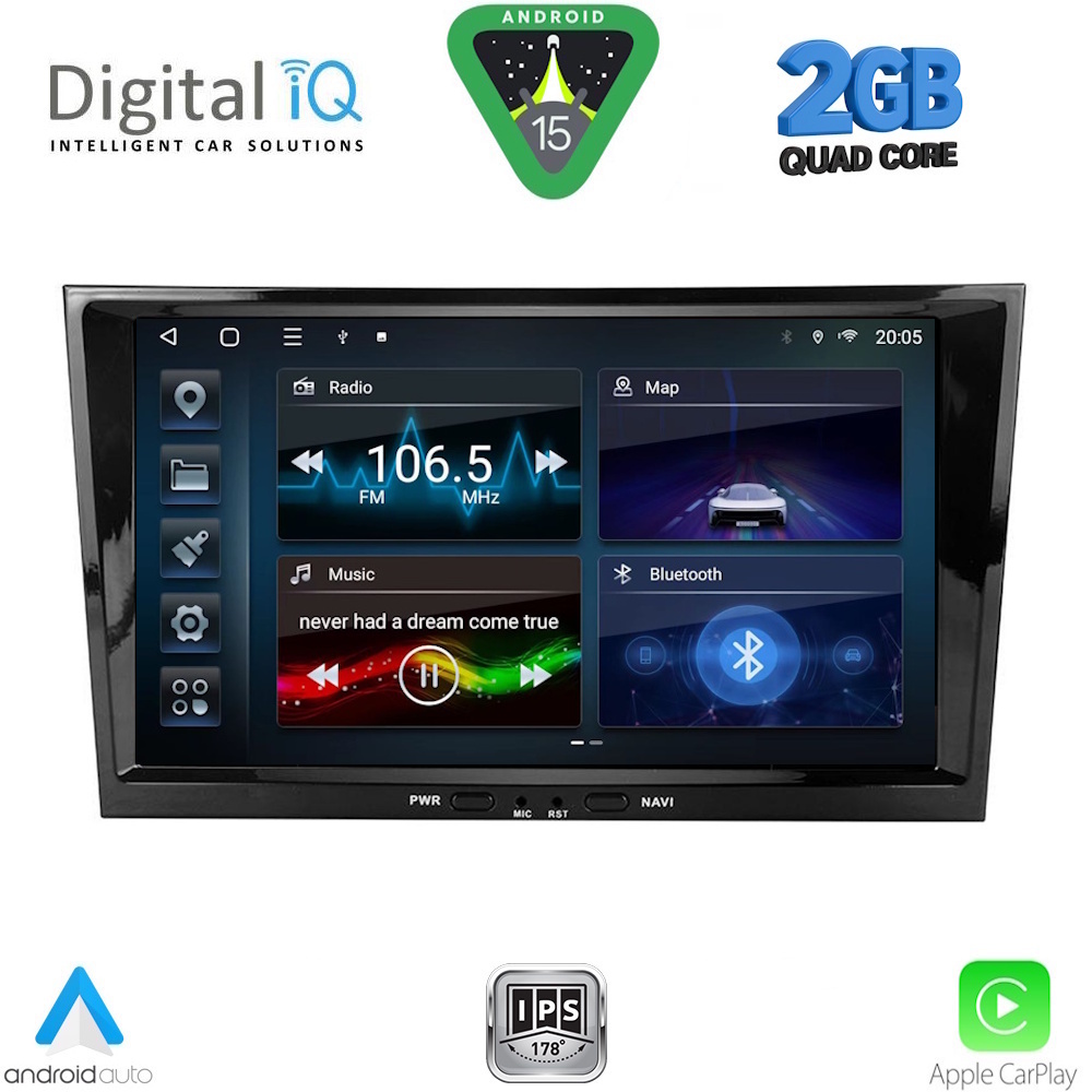 BLD218BL-15-1 DIGITAL IQ BLD 218BL_CPA (8" DECK) MULTIMEDIA SYSTEM for OPEL ALL mod. 2003-2014 (BLACK) - Image 1