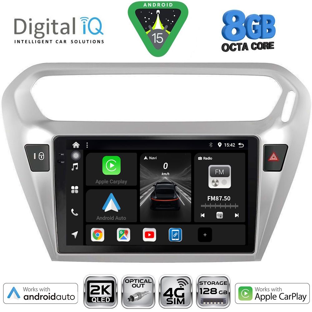 DIGITAL IQ BXK 20511SL_CPAA (9inc) MULTIMEDIA TABLET for CITROEN ELYSEE – PEUGEOT 301 mod. 2013-2026 (SILVER)