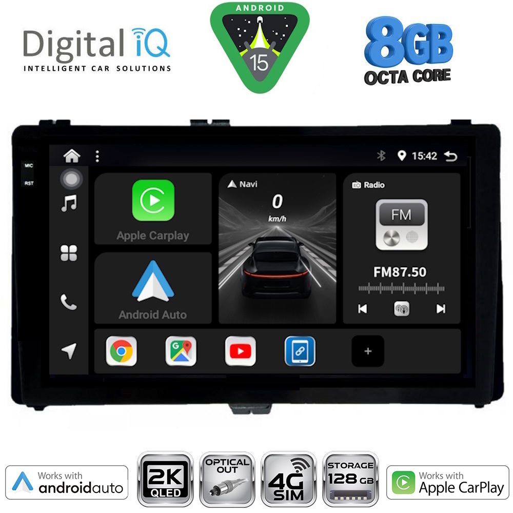 DIGITAL IQ BXK 20703_CPAA (9inc) MULTIMEDIA TABLET for TOYOTA AURIS mod. 2015-2021 – AYGO X mod. 2022-2026 – COROLLA mod. 2017-2019