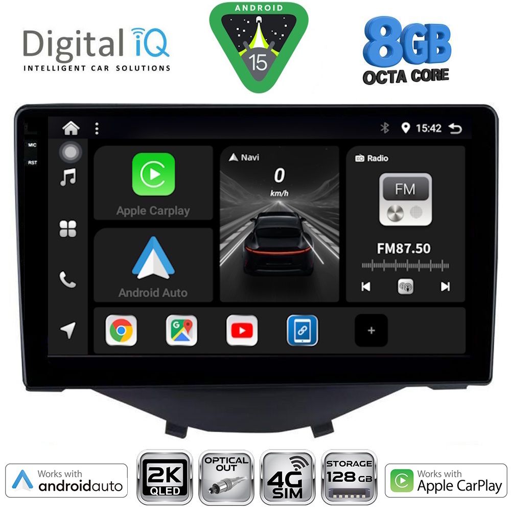 DIGITAL IQ BXK 20715_CPAA CLIMA-A/C (9inc) MULTIMEDIA TABLET for CITROEN C1-PEUGEOT 108-TOYOTA AYGO mod. 2014-2022