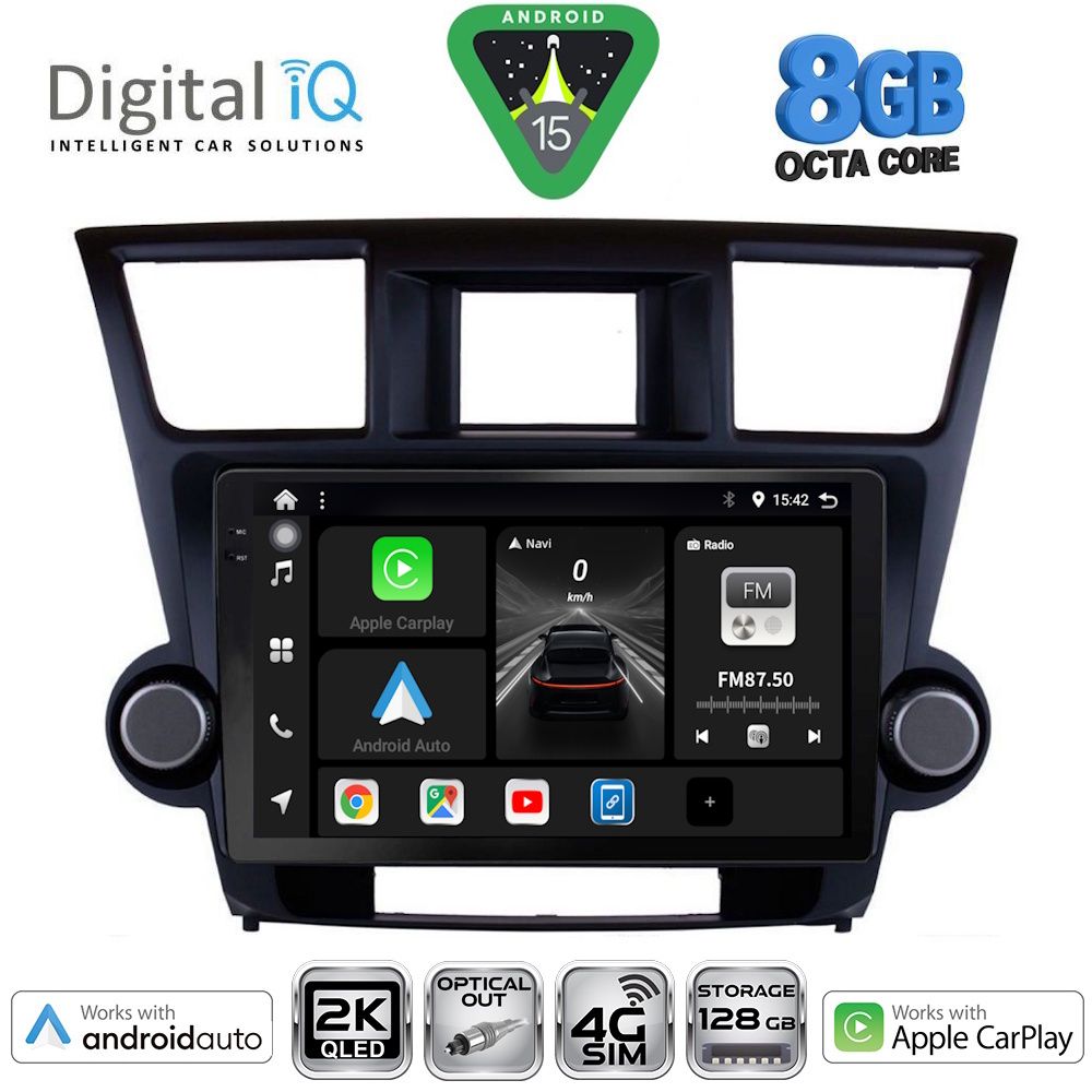 DIGITAL IQ BXK 20719_CPAA (10inc) MULTIMEDIA TABLET for TOYOTA HIGHLANDER mod. 2008-2015