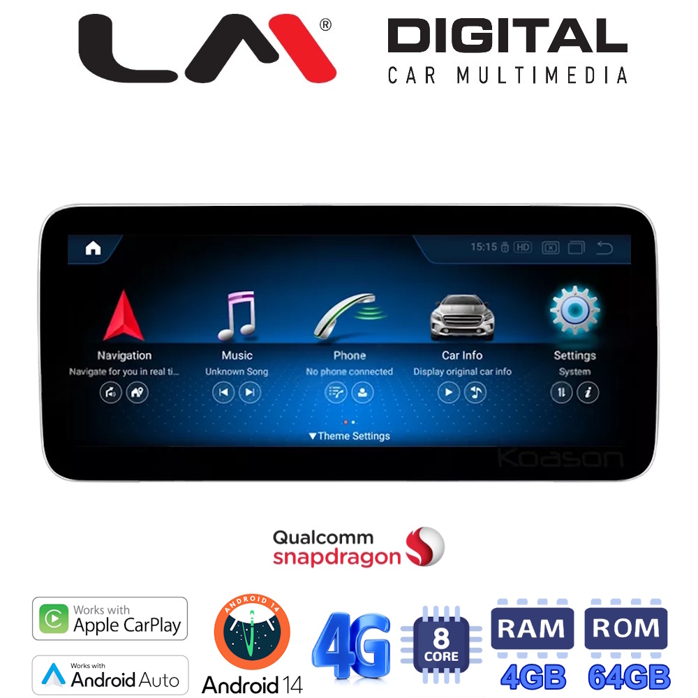 LM Digital - LM JFK510 Οθόνη OEM Multimedia Αυτοκινήτου για MERCEDESC CLASS (W205) 2015 >GLC (X253) 2015 >X CLASS (W470) 2017 > (CarPlay/AndroidAuto/BT/GPS/WIFI/GPRS)