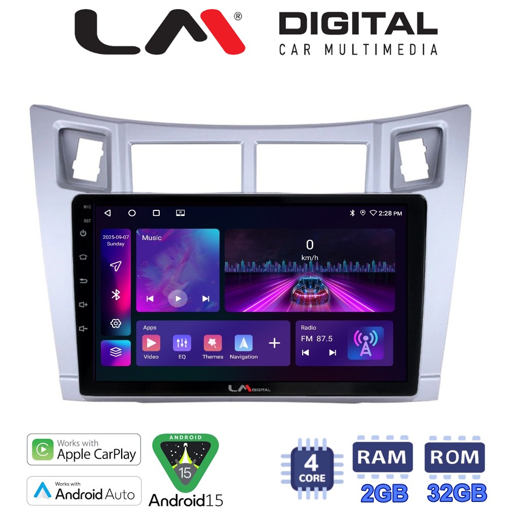LM Digital - LM ZA4084S GPS Οθόνη OEM Multimedia Αυτοκινήτου για Τoyota Yaris 2006 > 2011 (CarPlay/AndroidAuto/BT/GPS/WIFI/GPRS)