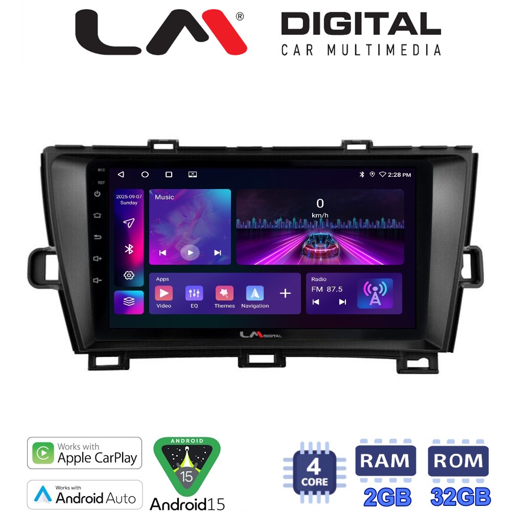 LM Digital - LM ZA4561B GPS Οθόνη OEM Multimedia Αυτοκινήτου για Toyota Prius 2009 > 2015 (CarPlay/AndroidAuto/BT/GPS/WIFI/GPRS)