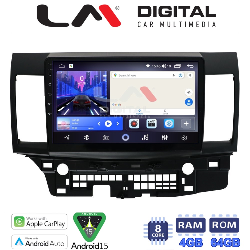 LMZK8037 LM Digital - LM ZK8037 GPS Οθόνη OEM Multimedia Αυτοκινήτου για MITSUBISHI LANCER 2008> (CarPlay/AndroidAuto/BT/GPS/WIFI) - Image 1