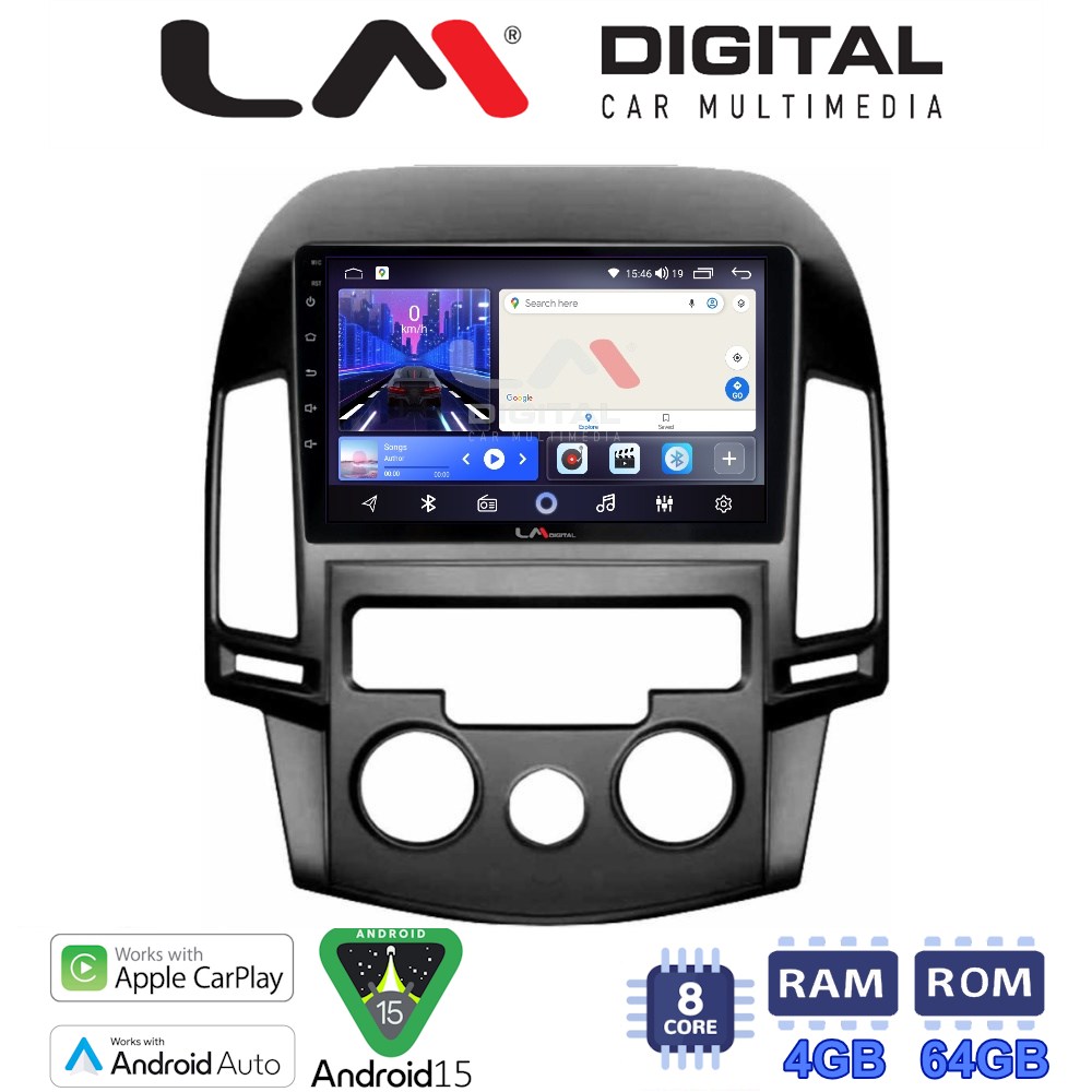 LMZK8043AC LM Digital - LM ZK8043AC GPS Οθόνη OEM Multimedia Αυτοκινήτου για HYUNDAI i30 2007-2012 (CarPlay/AndroidAuto/BT/GPS/WIFI) - Image 1