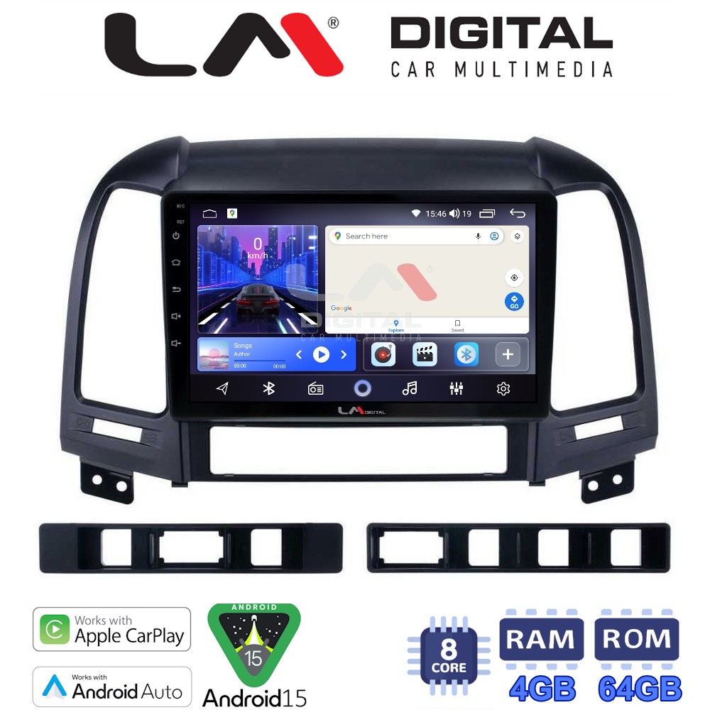 LMZK8239 LM Digital - LM ZK8239 GPS Οθόνη OEM Multimedia Αυτοκινήτου για Hyundai SantaFe 2006 > 2013 (CarPlay/AndroidAuto/BT/GPS/WIFI) - Image 1