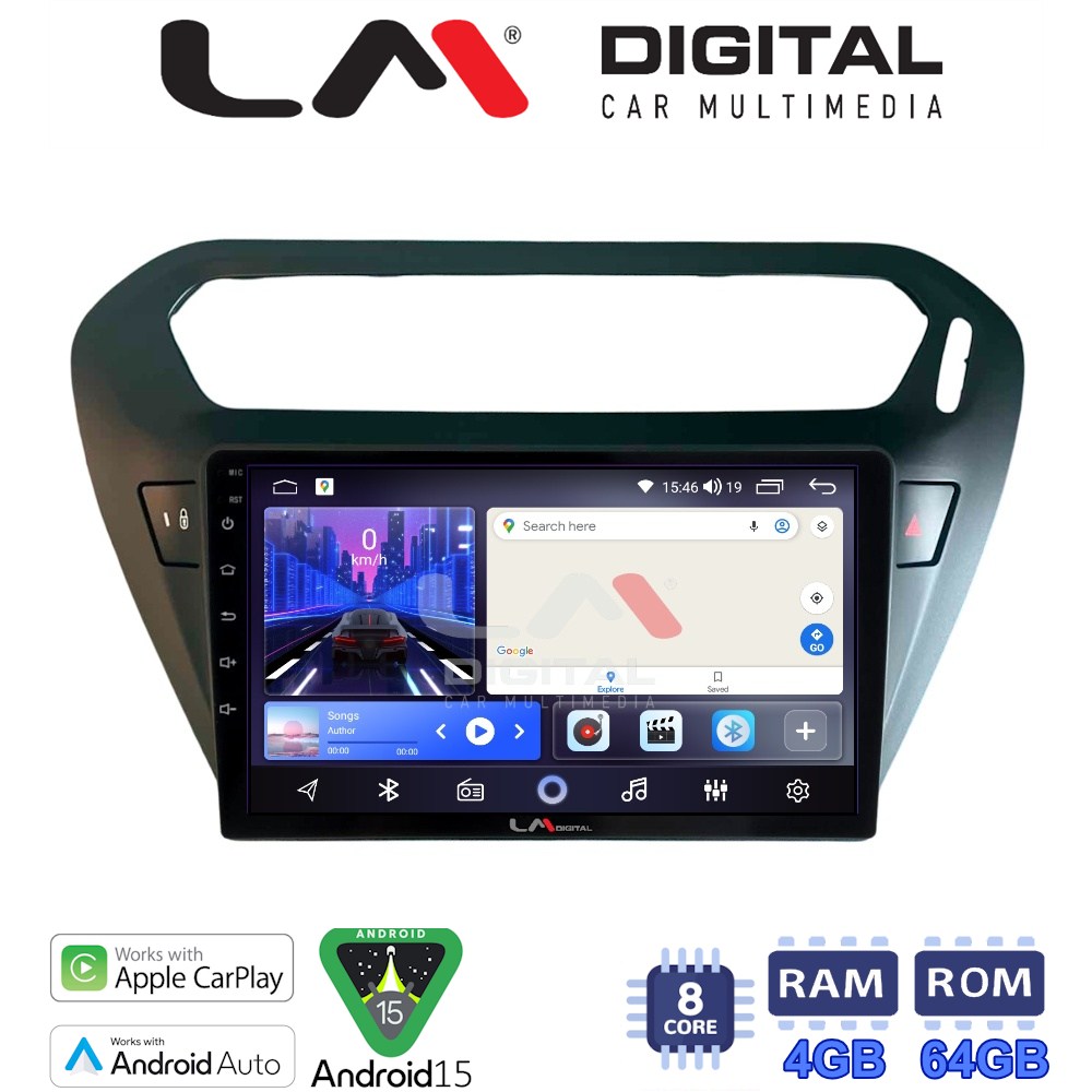 LMZK8294B LM Digital - LM ZK8294B GPS Οθόνη OEM Multimedia Αυτοκινήτου για Citroen Elysee 2013 > Peugeot 301 2013 > (CarPlay/AndroidAuto/BT/GPS/WIFI) - Image 1