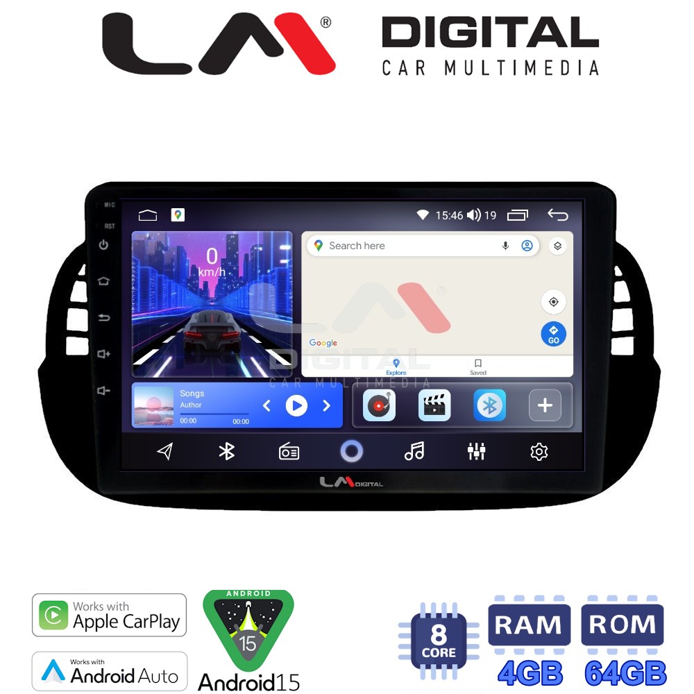 LMZK8315B LM Digital - LM ZK8315B GPS Οθόνη OEM Multimedia Αυτοκινήτου για Fiat 500 2007 > 2016 (CarPlay/AndroidAuto/BT/GPS/WIFI) - Image 1