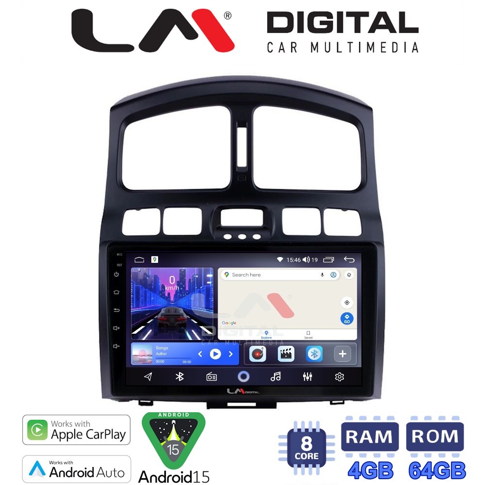 LMZK8317 LM Digital - LM ZK8317 GPS Οθόνη OEM Multimedia Αυτοκινήτου για Hyundai Santa Fe 2000 > 2006 (CarPlay/AndroidAuto/BT/GPS/WIFI) - Image 1