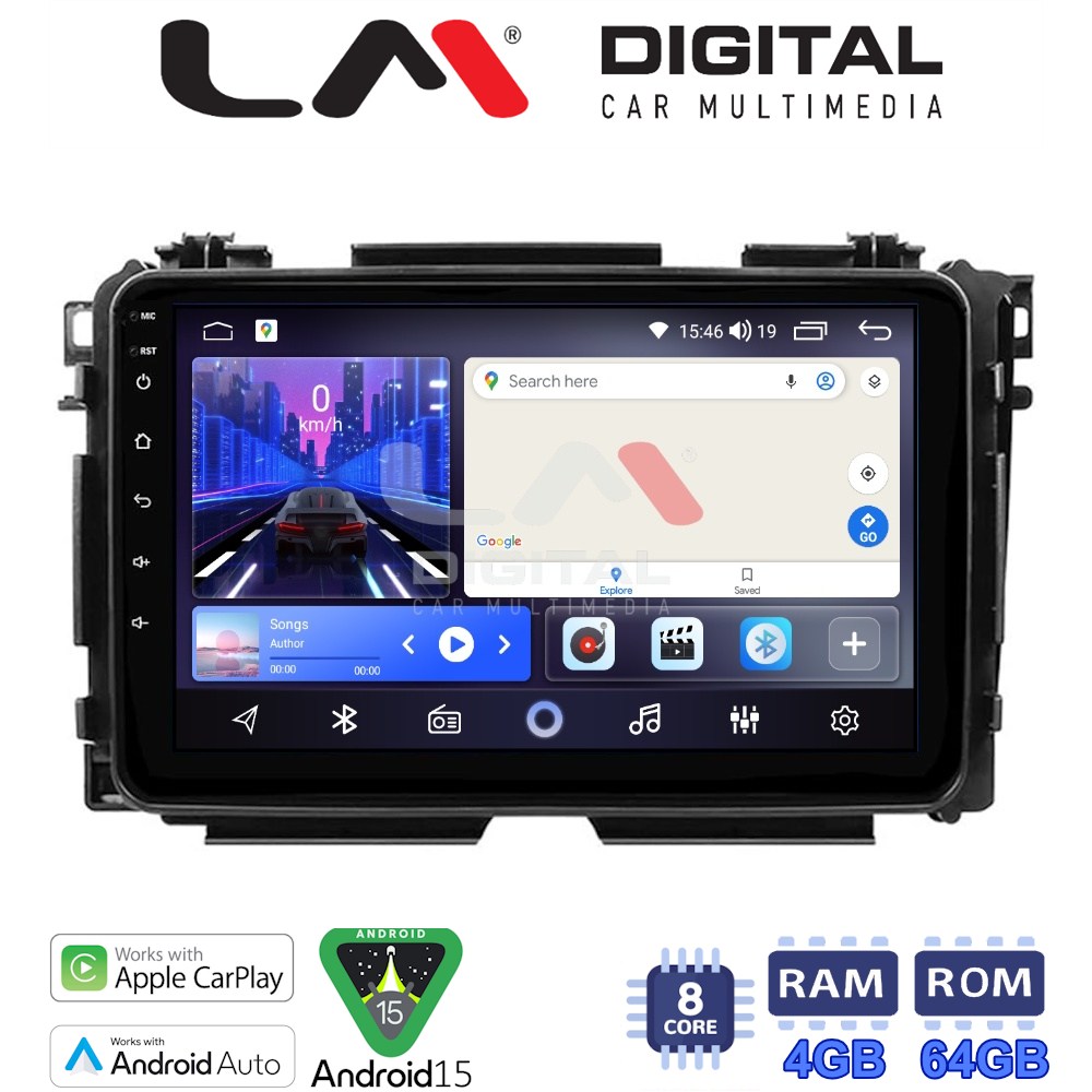 LMZK8422 LM Digital - LM ZK8422 GPS Οθόνη OEM Multimedia Αυτοκινήτου για HONDA HRV 2015> (CarPlay/AndroidAuto/BT/GPS/WIFI) - Image 1