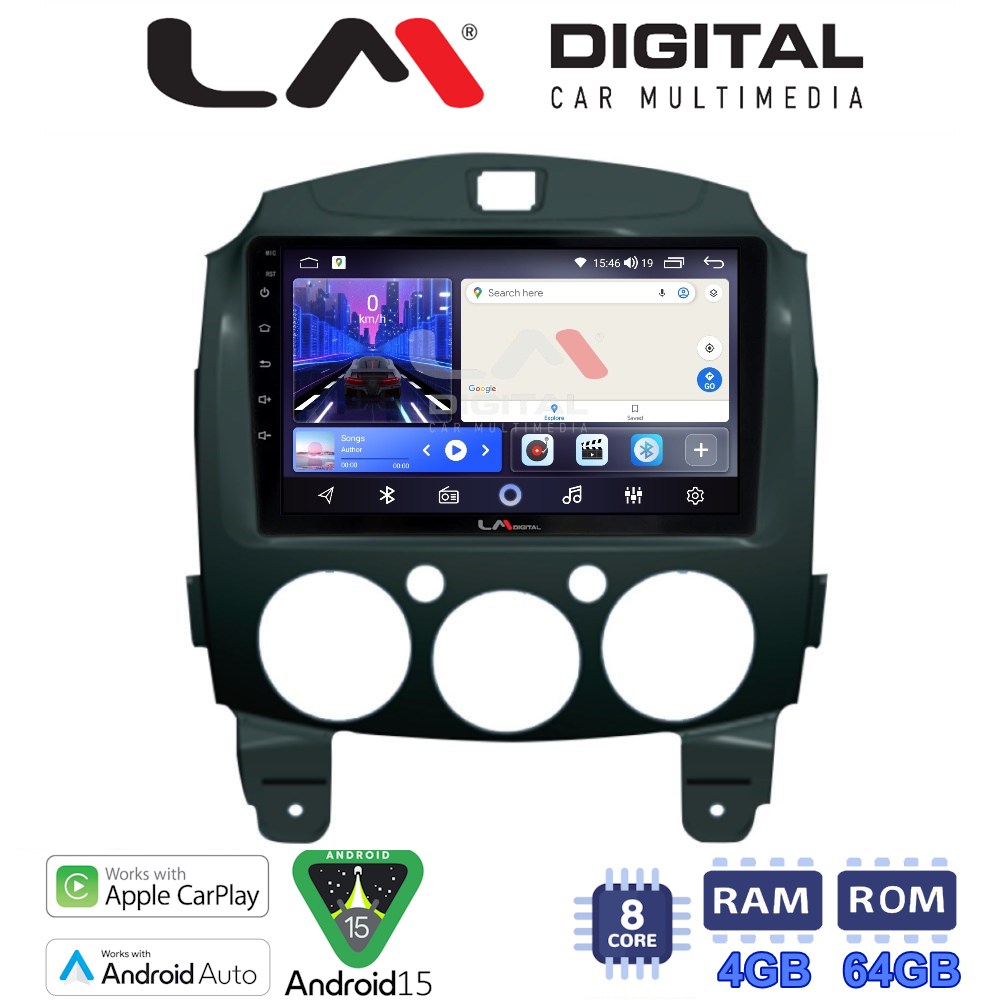 LMZK8430 LM Digital - LM ZK8430 GPS Οθόνη OEM Multimedia Αυτοκινήτου για MAZDA 2 2007>2014 (CarPlay/AndroidAuto/BT/GPS/WIFI) - Image 1