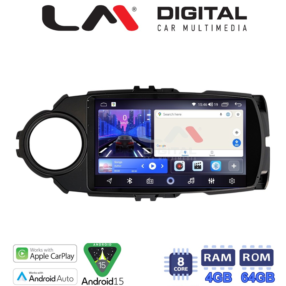 LM Digital - LM ZK8454B GPS Οθόνη OEM Multimedia Αυτοκινήτου για Toyota Yaris 2015 > 2019 (CarPlay/AndroidAuto/BT/GPS/WIFI)
