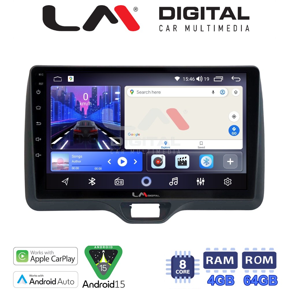 LMZK8554H LM Digital - LM ZK8554H GPS Οθόνη OEM Multimedia Αυτοκινήτου για Toyota Yaris 2020 > 2023 (CarPlay/AndroidAuto/BT/GPS/WIFI) - Image 1