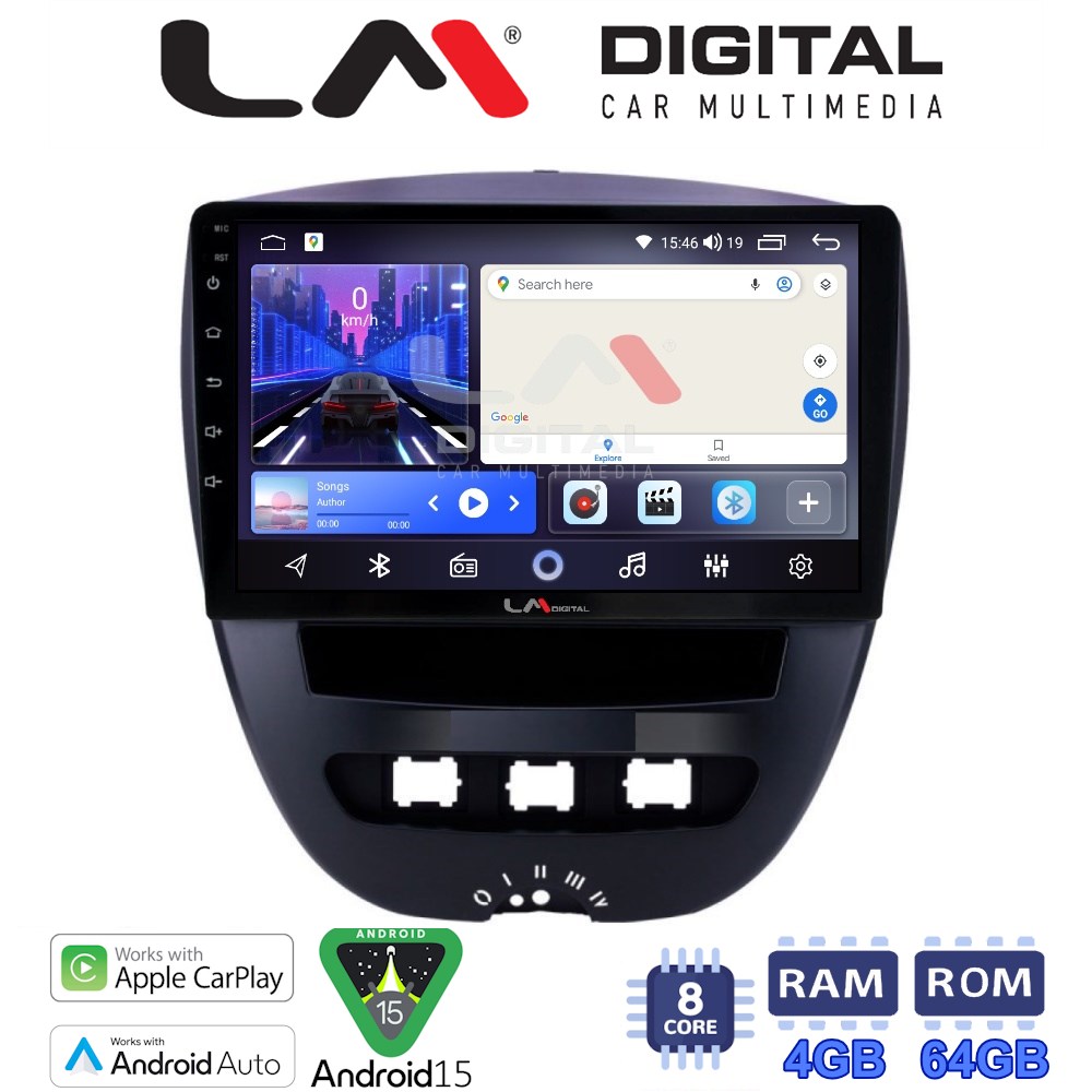 LMZK8560 LM Digital - LM ZK8560 GPS Οθόνη OEM Multimedia Αυτοκινήτου για Aygo & C1 & 107 '05>'14 (CarPlay/AndroidAuto/BT/GPS/WIFI) - Image 1