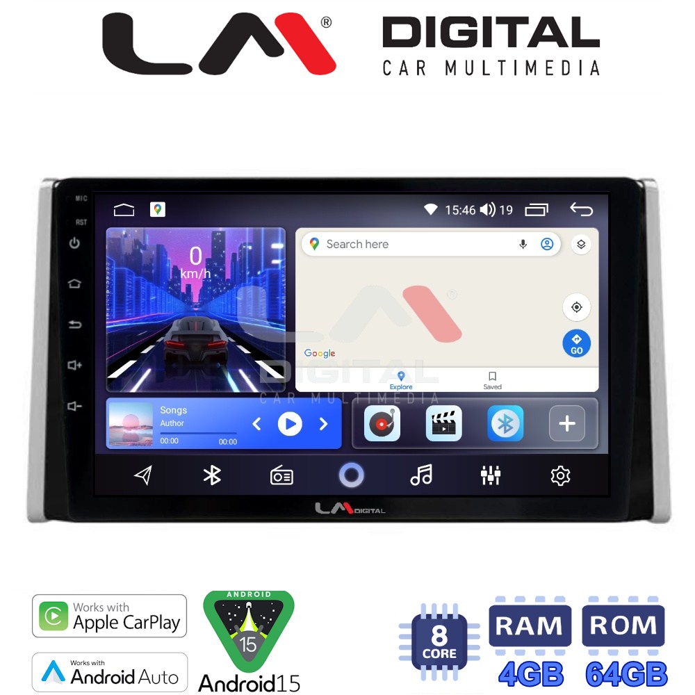 LMZK8572 LM Digital - LM ZK8572 GPS Οθόνη OEM Multimedia Αυτοκινήτου για TOYOTA RAV 4 2019 > (CarPlay/AndroidAuto/BT/GPS/WIFI) - Image 1