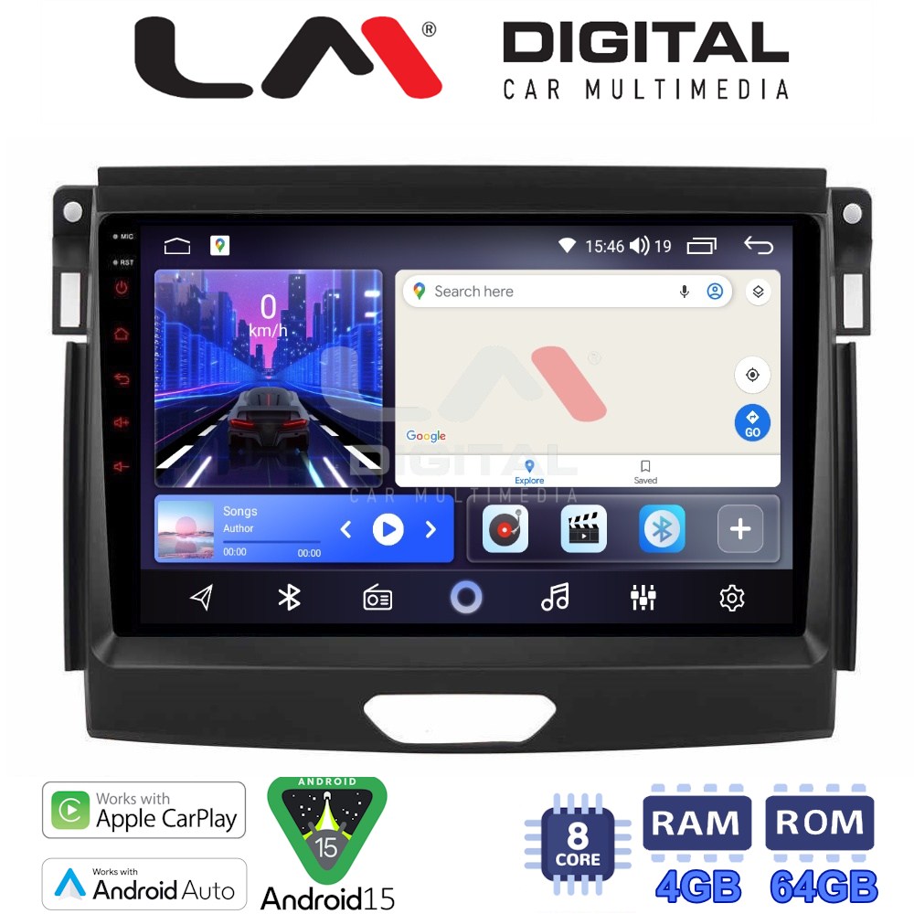 LMZK8574 LM Digital - LM ZK8574 GPS Οθόνη OEM Multimedia Αυτοκινήτου για Ford Ranger 2015 > 2020 (CarPlay/AndroidAuto/BT/GPS/WIFI) - Image 1