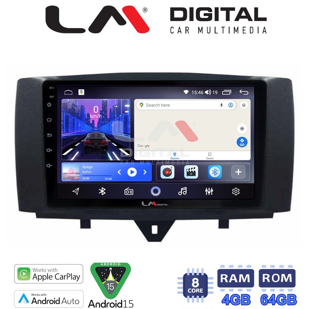 LMZK8587 LM Digital - LM ZK8587 GPS Οθόνη OEM Multimedia Αυτοκινήτου για SMART ForTwo 2011> 2015 (CarPlay/AndroidAuto/BT/GPS/WIFI) - Image 1