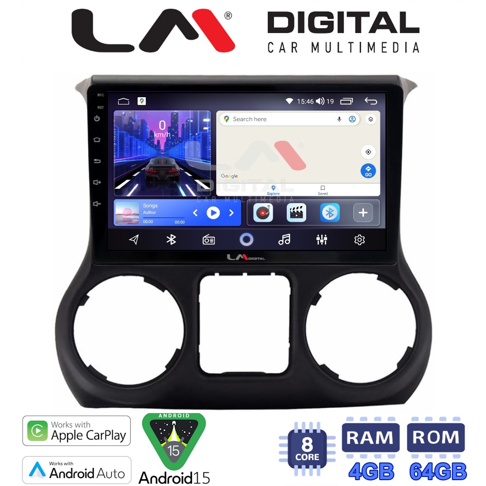 LM Digital - LM ZK8745B GPS Οθόνη OEM Multimedia Αυτοκινήτου για Jeep Wrangler 2011 > 2017 (CarPlay/AndroidAuto/BT/GPS/WIFI)