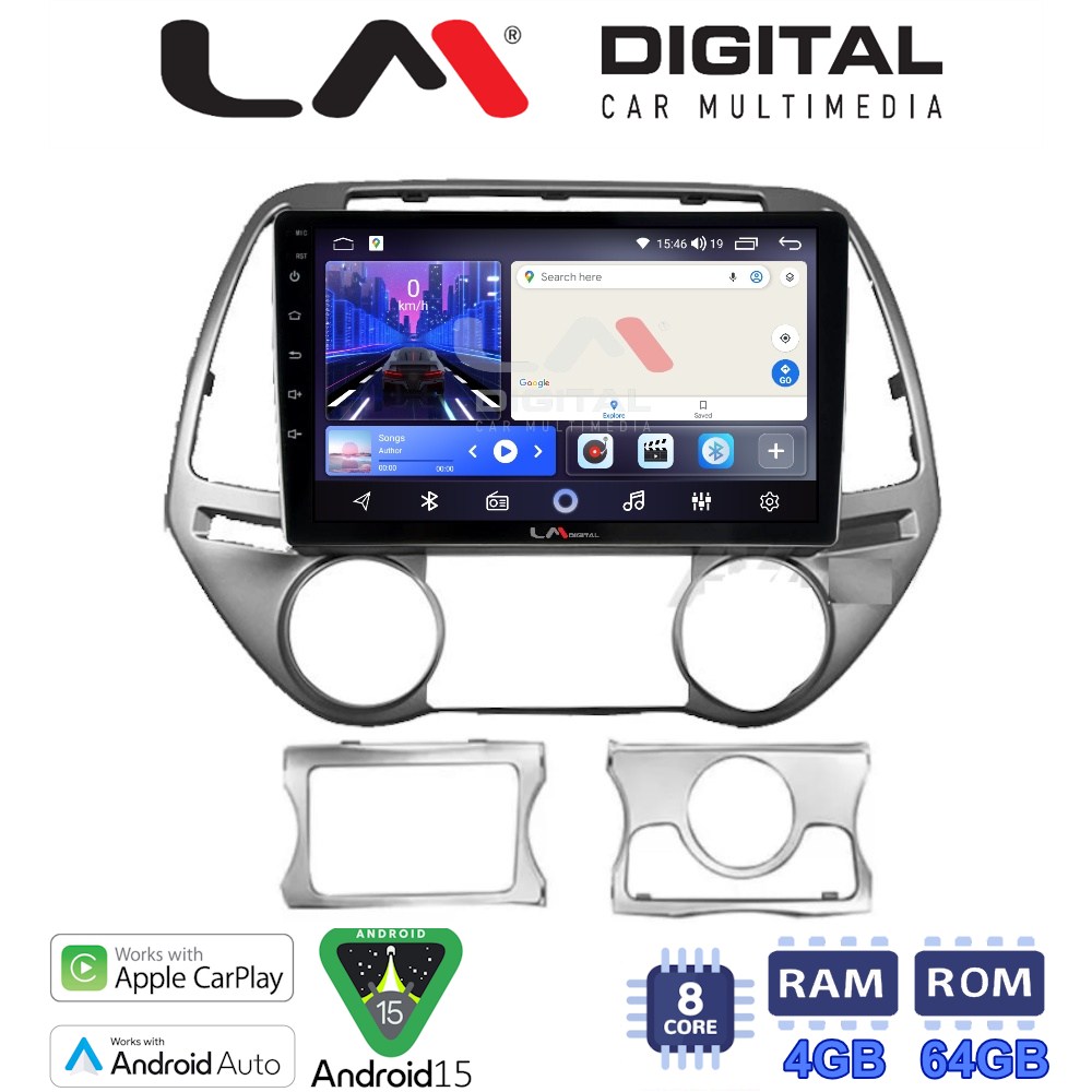 LMZK8839 LM Digital - LM ZK8839 GPS Οθόνη OEM Multimedia Αυτοκινήτου για HYUNDAI i20 2008>2013 (CarPlay/AndroidAuto/BT/GPS/WIFI) - Image 1