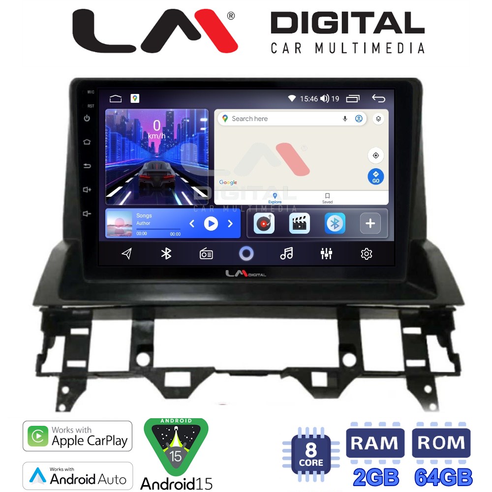 LMZW8437 LM Digital - LM ZW8437 GPS Οθόνη OEM Multimedia Αυτοκινήτου για MAZDA 6 2002 > 2005 (CarPlay/AndroidAuto/BT/GPS/WIFI) - Image 1