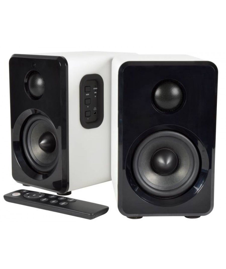 AvLink ABS35WHT Ενεργά Bluetooth Ηχεία Βιβλιοθήκης 3.5" 15W RMS Λευκά με USB, MicroSD (Ζεύγος)