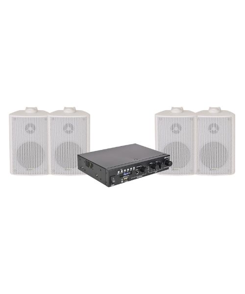 Adastra 4*BC3W+A22 Πακέτο Background Music με Ενισχυτή και 4 Επιτοίχια Ηχεία 3'' Λευκά (Σετ)