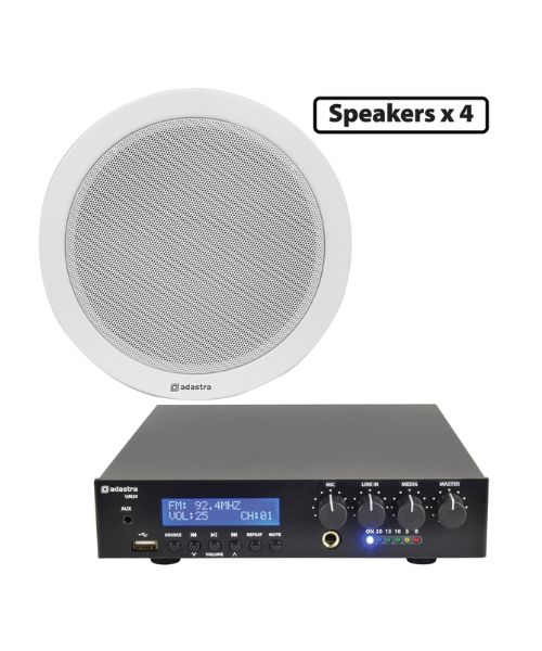 Adastra 4*EC56V+UM30 Πακέτο με 4 Ηχεία Οροφής 100V και Μίκτη-ενισχυτή 30W Bluetooth/USB (Σετ)