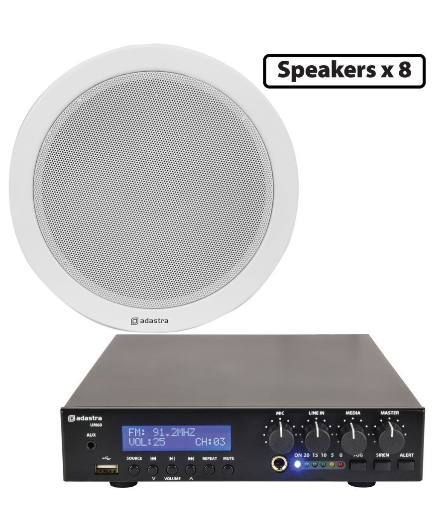 Adastra 8*EC56V+UM60 Πακέτο Background Music με 8 Ηχεία Οροφής 100V και Μίκτη-ενισχυτή 60W BT/USB