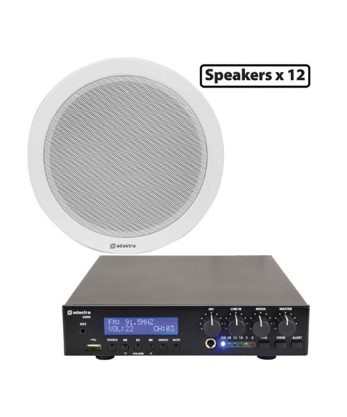 Adastra 12*EC56V+UM90 Πακέτο Background Music με 12 Ηχεία Οροφής 100V και Μίκτη-Ενισχυτή 90W BT/USB (Σετ)