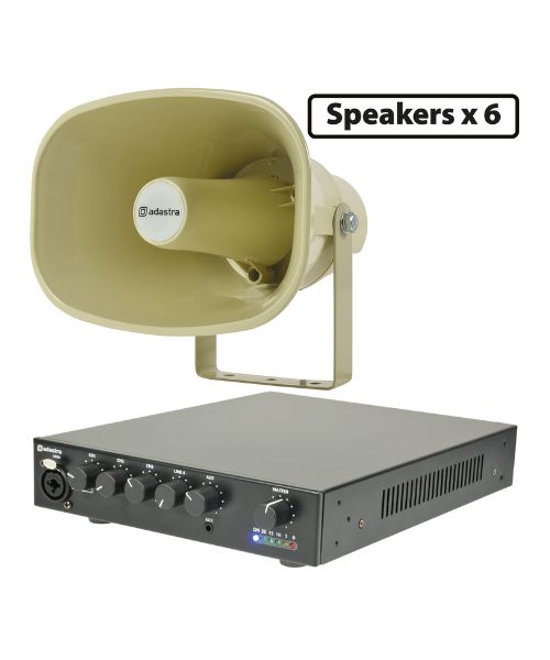 Adastra 6*EH15V+UA90 Πακέτο Background Music με 6 Χοάνες 100V και Μίκτη-Ενισχυτή 90W (Σετ)