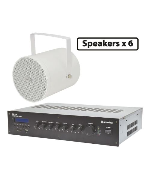 Adastra 6*WSP25W+RM120D Πακέτο Background Music με 6 Ηχεία 100V και Μίκτη-Ενισχυτή 120W Λευκό (Σετ)