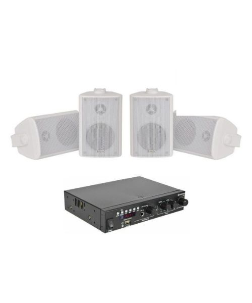 Adastra 4*BC3W+A200 Πακέτο Background Music με Ενισχυτή και 4 Επιτοίχια Ηχεία 3'' Λευκά (Σετ)