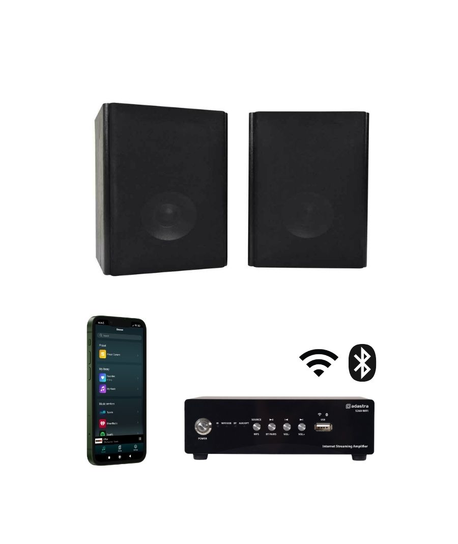 Adastra 2*AB5+S260-WIFI Πακέτο Background Music με Ενισχυτή WiFi Streaming και 2 Ηχεία Βιβλιοθήκης 5.25''(Σετ)