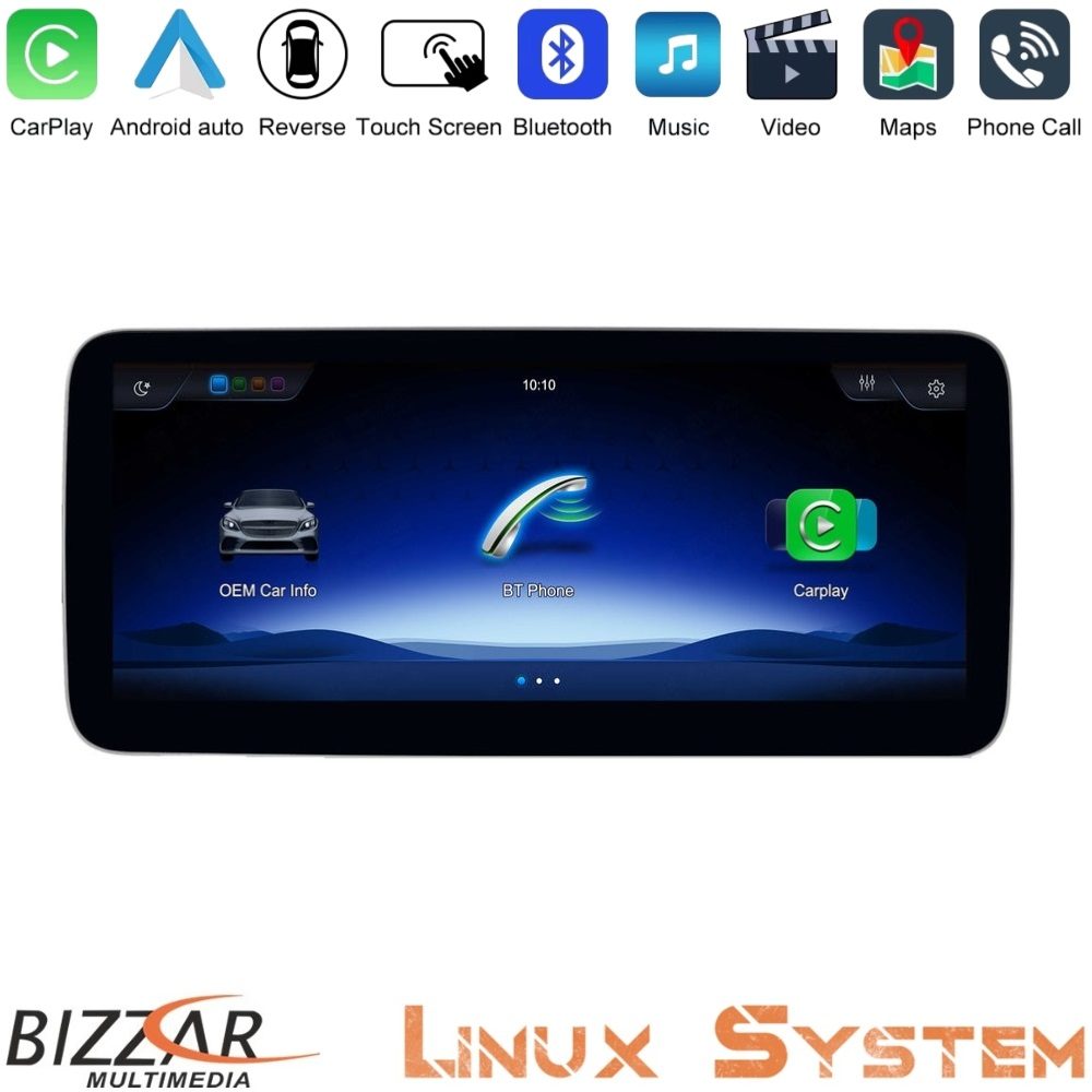 Bizzar Mercedes GLK Class NTG4.0 (X204) NTG4.0 Linux Apple CarPlay | Android Auto screen 10.25" HD Anti-reflection