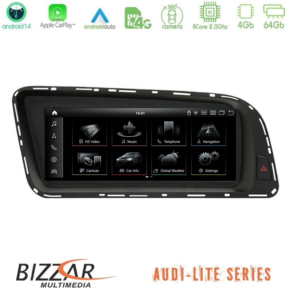 Bizzar Lite Edition AUDI Q5 2008-2015 (με MMI3G) Android14 8Core 4+64GB Navigation Multimedia 8.8"