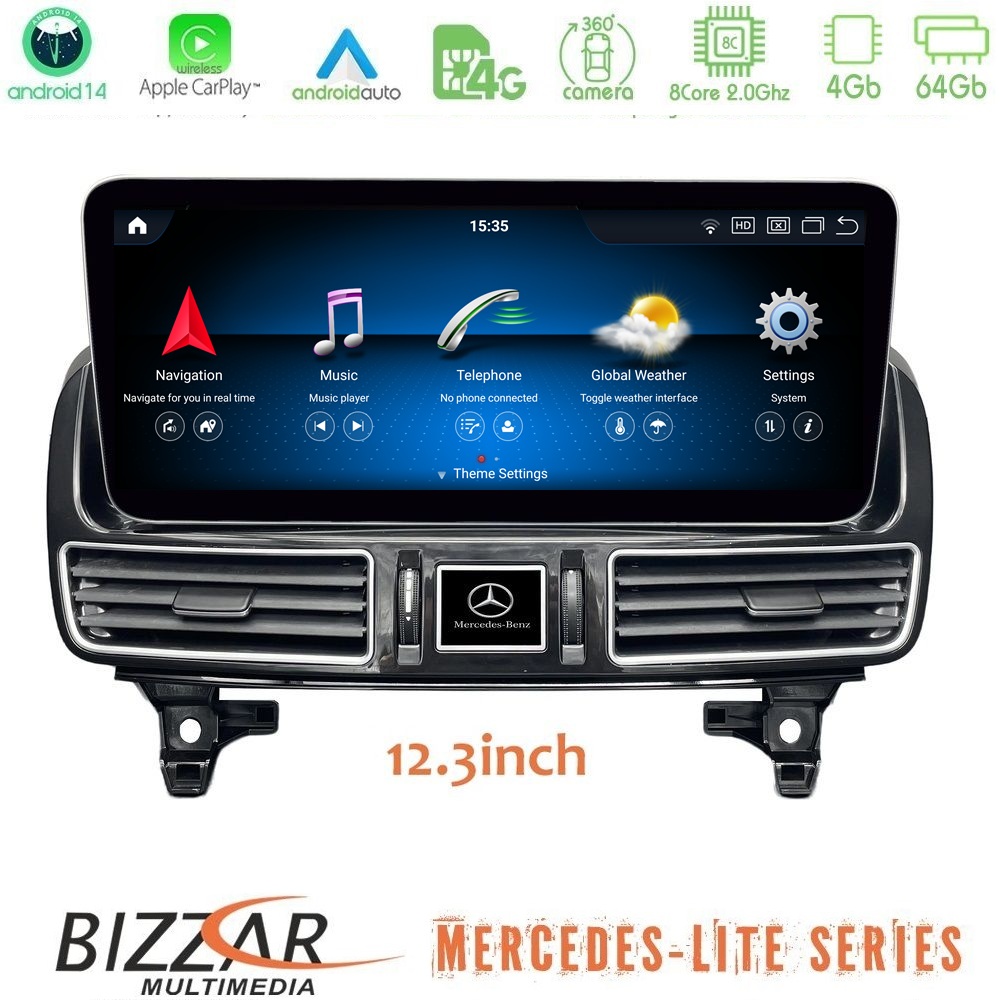 Bizzar Lite Series Mercedes GLE/GLS Class (X166) NTG5 Android14 8Core (4+64GB) Navigation Multimedia 12.3"