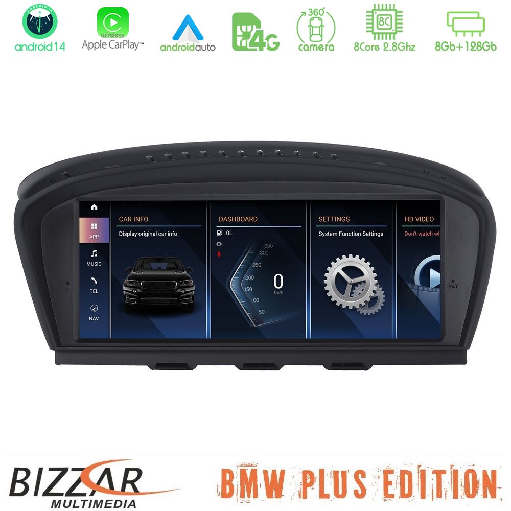 Bizzar Plus Edition BMW 3er/5er/6er (E90/E60/E63) Android14 8Core (8+128GB) Navigation Multimedia 8.8" Anti-reflection