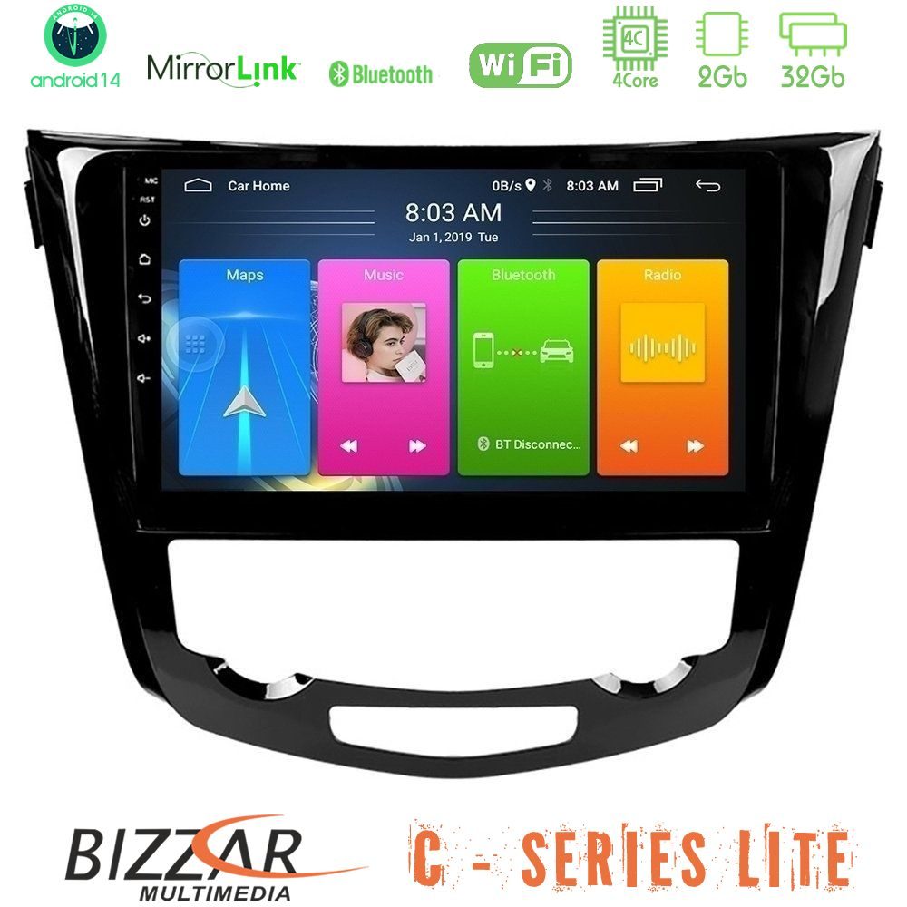 Bizzar C Series Lite 4Core Android14 2+32GB  Nissan Qashqai J11 (AUTO A/C) Navigation Multimedia Tablet 10"