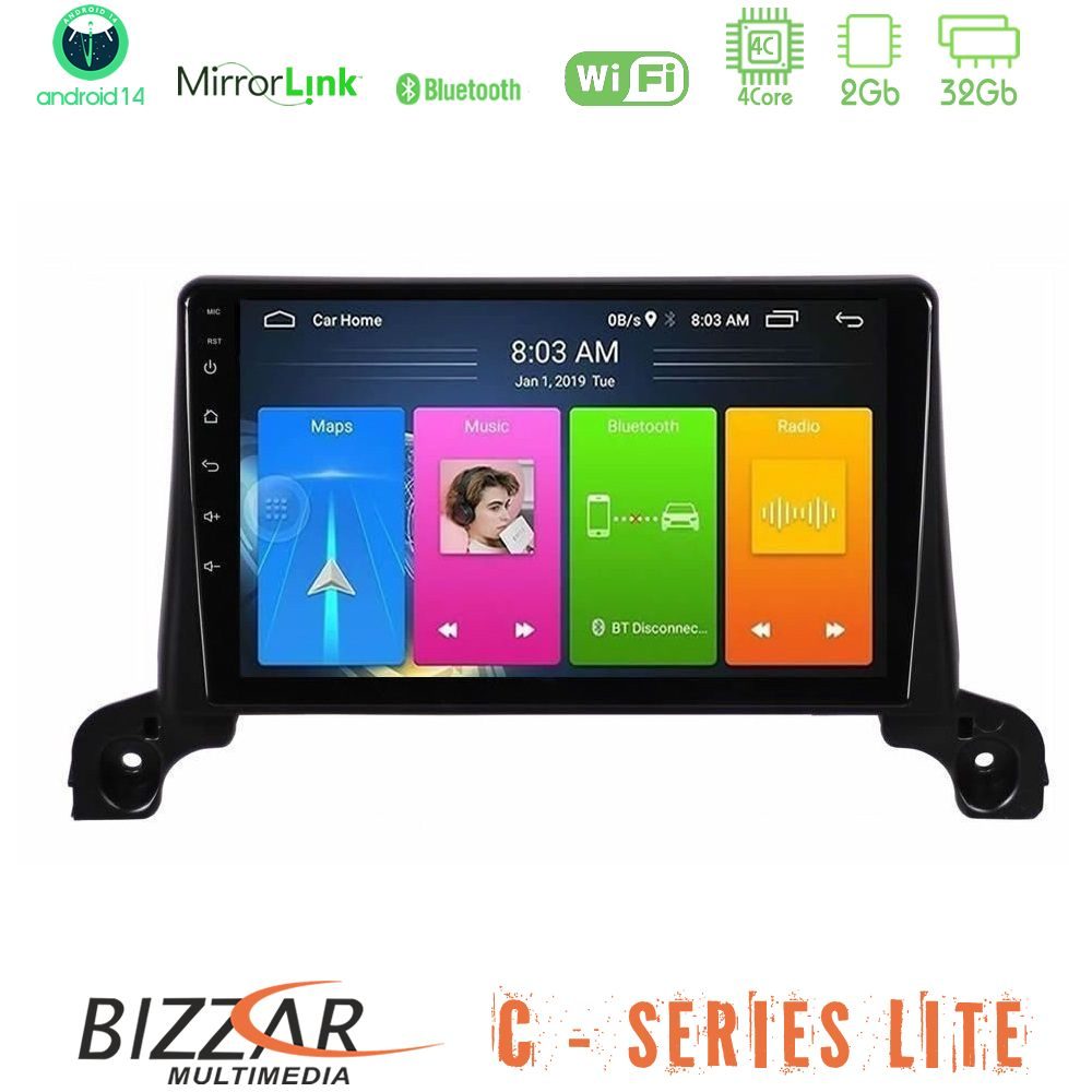 Bizzar C Series Lite 4Core Android14 2+32GB  Peugeot 3008/5008 2017-2023 Navigation Multimedia Tablet 9"