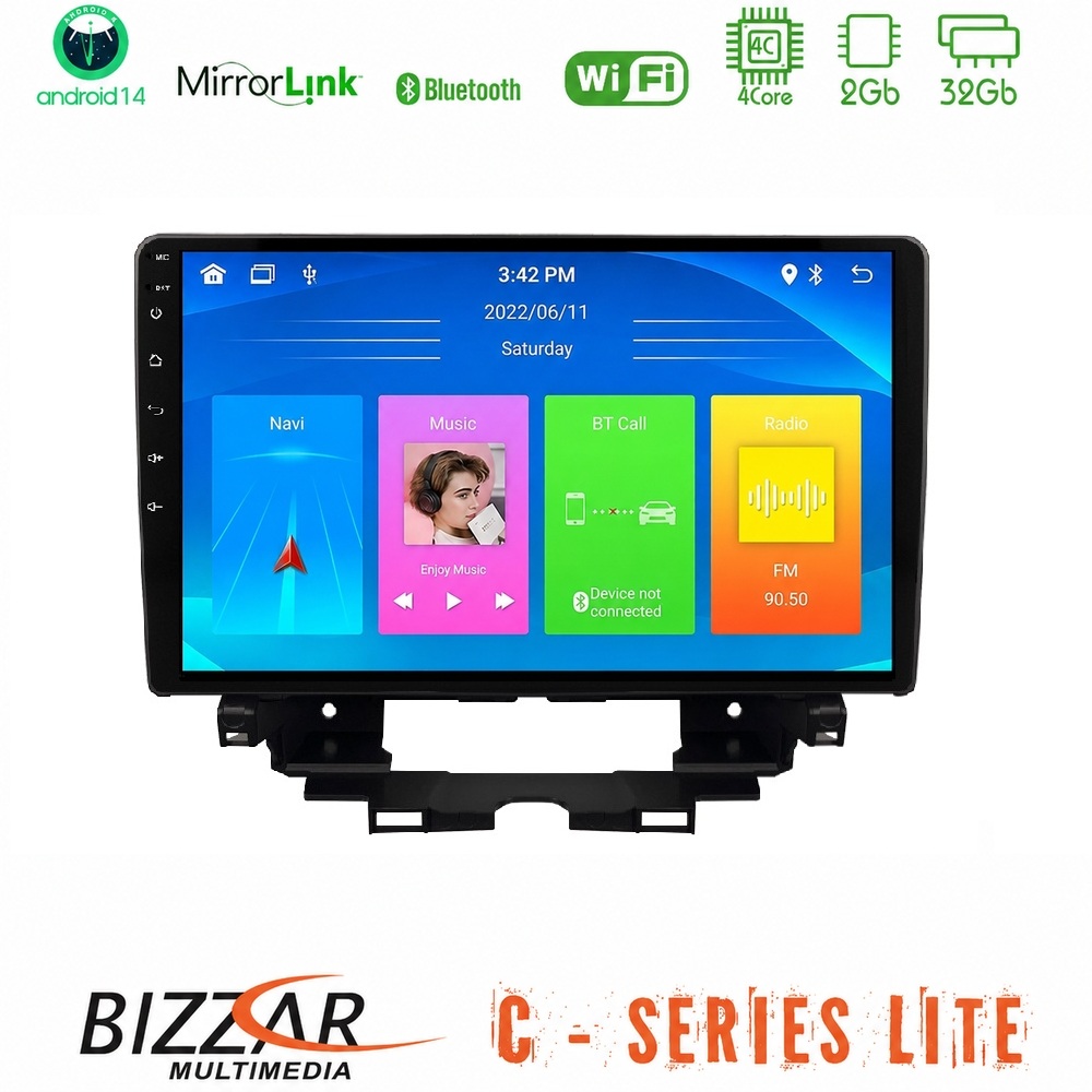 Bizzar C Series Lite 4Core Android14 2+32GB  Renault Kangoo / Nissan Townstar 2022-> Navigation Multimedia Tablet 10"