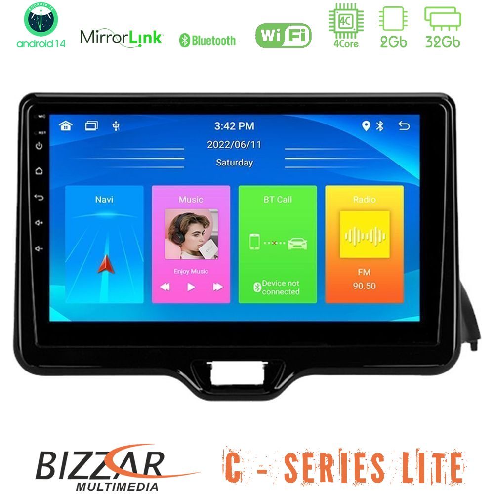 Bizzar C Series Lite 4Core Android14 2+32GB  Toyota Yaris 2020-> Navigation Multimedia Tablet 10"