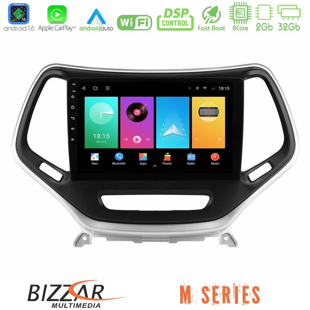 Bizzar M Series 8Core Android16 2+32GB  Jeep Cherokee 2014-2019 Navigation Multimedia Tablet 9" (Ασημί Χρώμα)