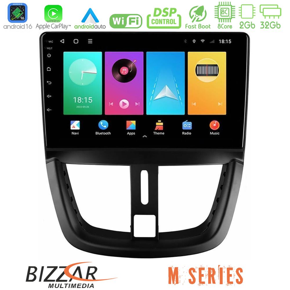 Bizzar M Series 8Core Android16 2+32GB  Peugeot 207 Navigation Multimedia Tablet 9"