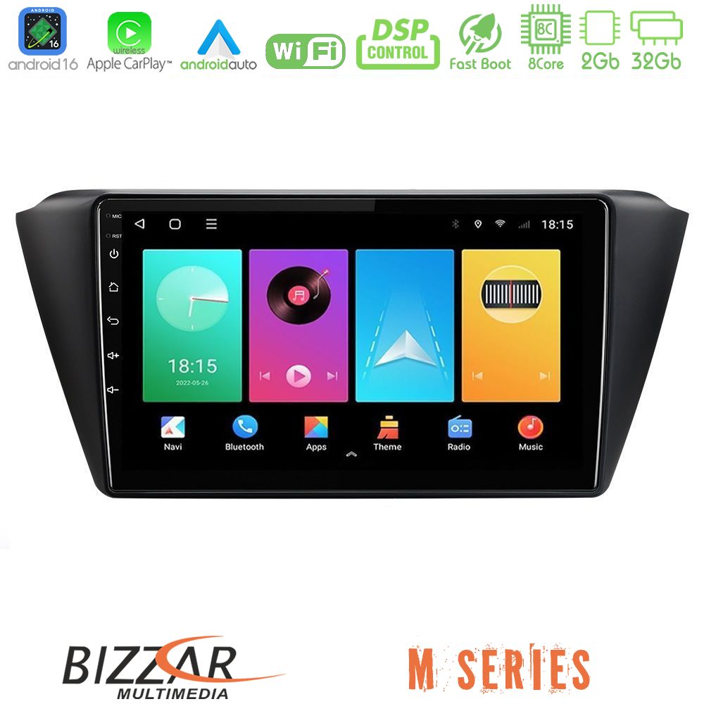 Bizzar M Series 8Core Android16 2+32GB  Skoda Fabia 2015-2021 Navigation Multimedia Tablet 9"
