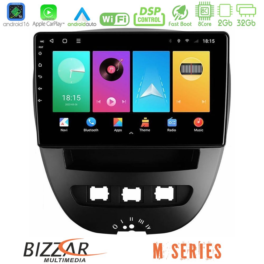 Bizzar M Series 8Core Android16 2+32GB  Toyota Aygo/Citroen C1/Peugeot 107 Navigation Multimedia Tablet 10"
